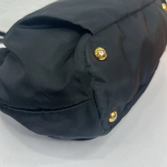 PREOWNED PRADA Vintage Nylon 2-way Bag with Side Ribbon in Black - Picture 7 of 14